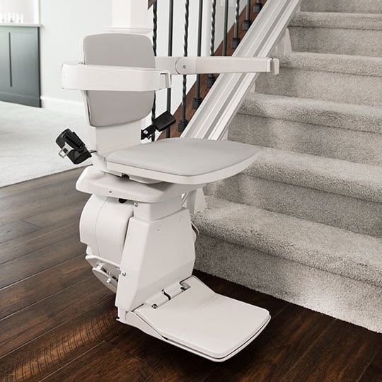 Indoor stair lift professionally installed for a Riverside County home