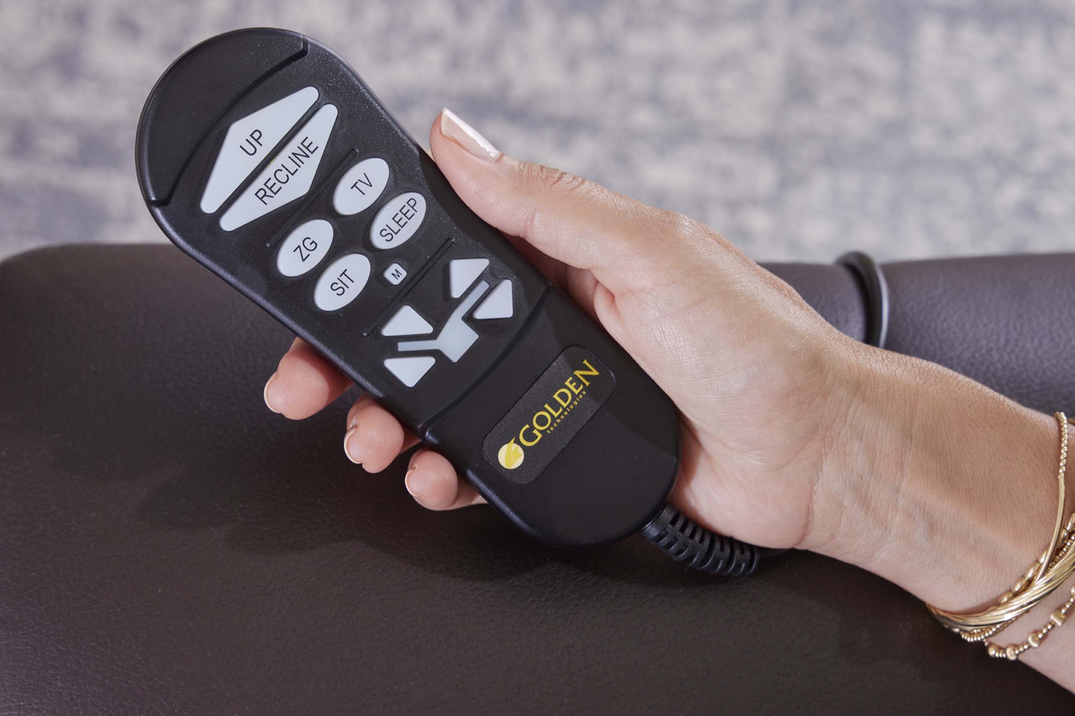 Golden AutoDrive programmable hand control on a Cloud lift chair