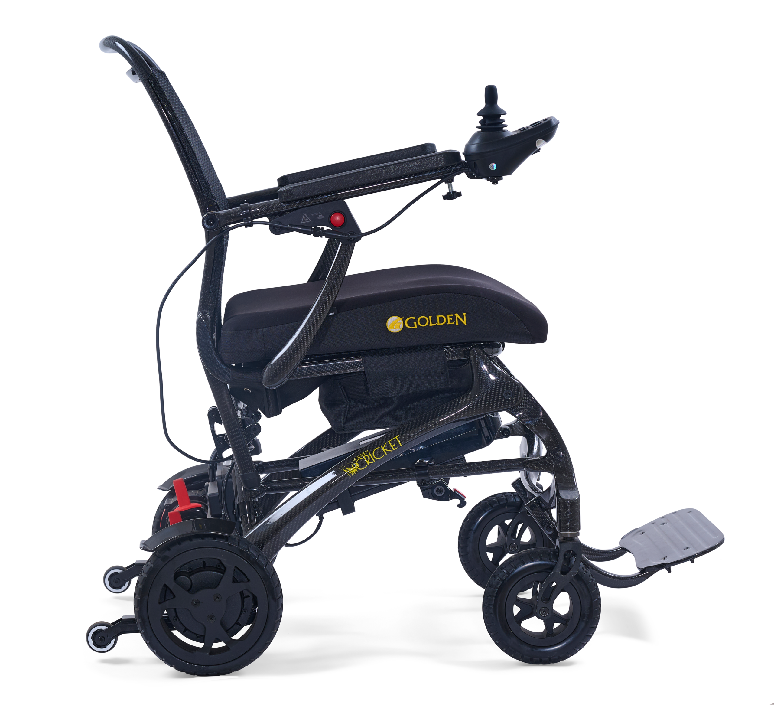 Cricket GP302 folding electric wheelchair profile view