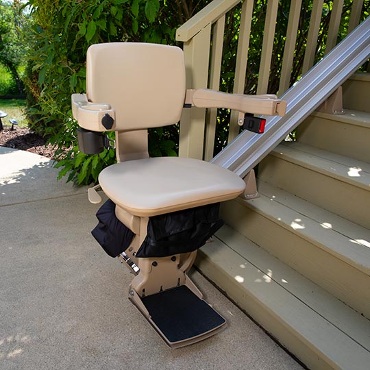 outside riverside outdoor stair chairlift exterior