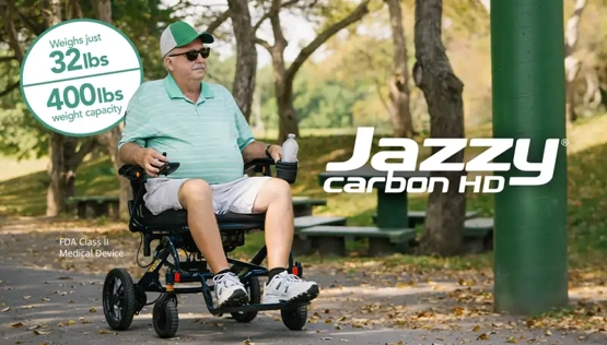 Pride Jazzy Carbon HD Heavy Duty Folding Power Wheelchair Los Angeles Jazzy Air 2, Electric Wheelchair, Power Chairs, Jazzy Carbon, Go Go Chair, Folding Wheelchair