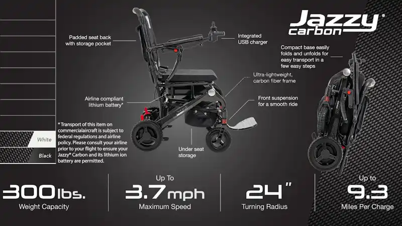 Pride Jazzy Carbon Original Folding Electric Wheelchair Los Angeles Jazzy Air 2, Electric Wheelchair, Power Chairs, Jazzy Carbon, Go Go Chair, Folding Wheelchair
