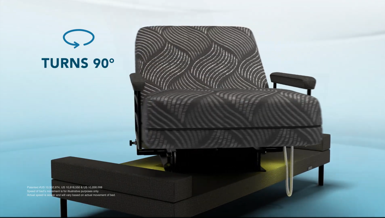 The Customatic Independence Adjustable Chair Bed turns 90°