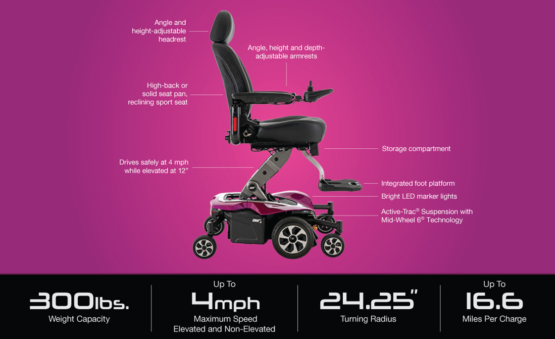 LA Pride Jazzy Electric Wheelchair elevating seat Air 2