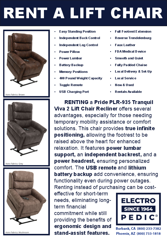 Los Angeles lift chair rentals